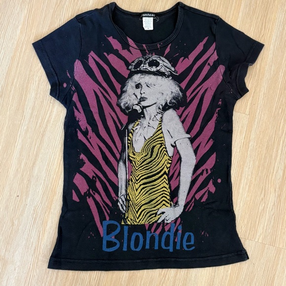 Vintage rare blondie glamhead Baby Tee Shirt Band Black Graphic XL short sleeve - Picture 1 of 5